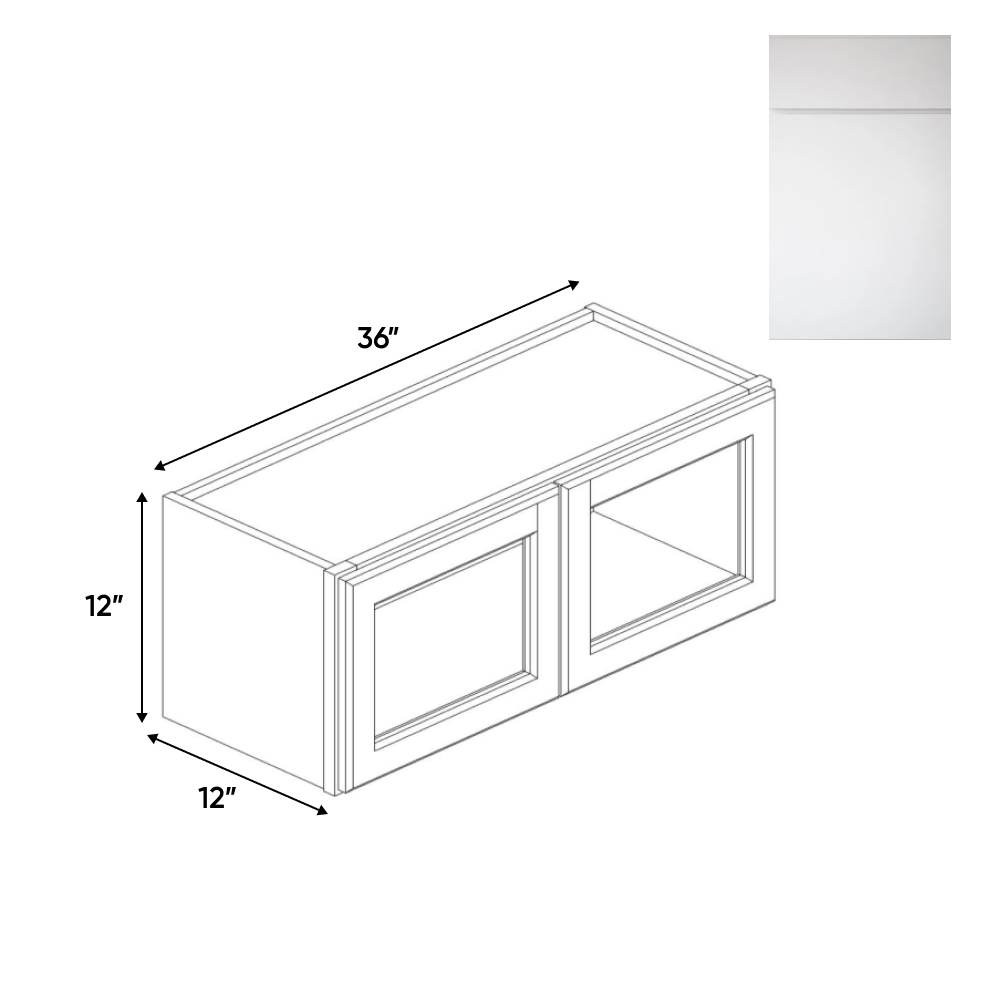 RTA - Sonoma White - Double Glass Door Wall Cabinets - 36
