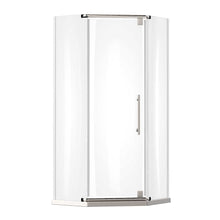 Load image into Gallery viewer, Ivanees 36 In. x 76 In. Neo-Angle Pivot Semi-Frameless Corner Shower Enclosure in Stainless Steel with 8mm Clear Tempered Glass