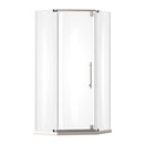 Load image into Gallery viewer, Ivanees 36 In. x 76 In. Neo-Angle Pivot Semi-Frameless Corner Shower Enclosure in Stainless Steel with 8mm Clear Tempered Glass