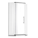 Load image into Gallery viewer, Ivanees 36 In. x 76 In. Neo-Angle Pivot Semi-Frameless Corner Shower Enclosure in Stainless Steel with 8mm Clear Tempered Glass