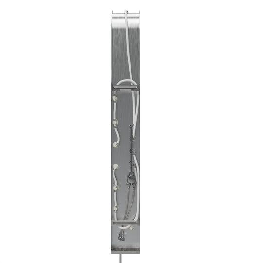 65 in. 6-Jet Stainless Steel Shower Panel System with Fixed Round Rainfall Showerhead & Handheld Shower, Self-Cleaning & Jet Massage Feature