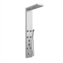 Load image into Gallery viewer, 53 in. 6-Jet Stainless Steel Shower Panel System w/ Fixed Rainfall &amp; Waterfall Shower Head, Tub Spout &amp; Handheld, Jet Massage Feature