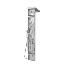 Load image into Gallery viewer, 53 in. 6-Jet Stainless Steel Shower Panel System w/ Fixed Rainfall &amp; Waterfall Shower Head, Tub Spout &amp; Handheld, Jet Massage Feature