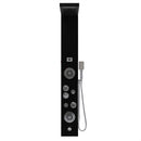Load image into Gallery viewer, 55 in. 6-Jet Stainless Steel Matte Black Shower Panel System w/ Fixed LED Rainfall &amp; Waterfall Showerhead, Temp Display, Tub Spout &amp; Handheld