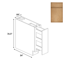Load image into Gallery viewer, RTA - Slim Shaker Karamel - Spice Rack Base Cabinets - 9&quot;W x 34.5&quot;H x 24&quot;D