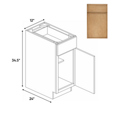 Load image into Gallery viewer, RTA - Slim Shaker Karamel Single Door Base Cabinet 12&quot;W x 34.5&quot;H x 24&quot;D