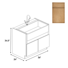 Load image into Gallery viewer, RTA - Slim Shaker Karamel - Farm Sink Base Cabinet - 36&quot;W x 34.5&quot;H x 24&quot;D (Trimmable face to be cut in field)