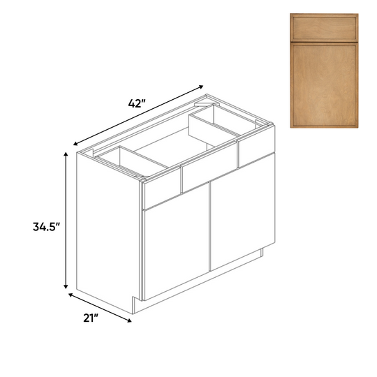 RTA - Slim Shaker Karamel - Vanity Consoles - 42"W x 34.5"H x 21"D