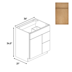 RTA - Slim Shaker Karamel - Vanity Sink Drawer Base Cabinets - 36
