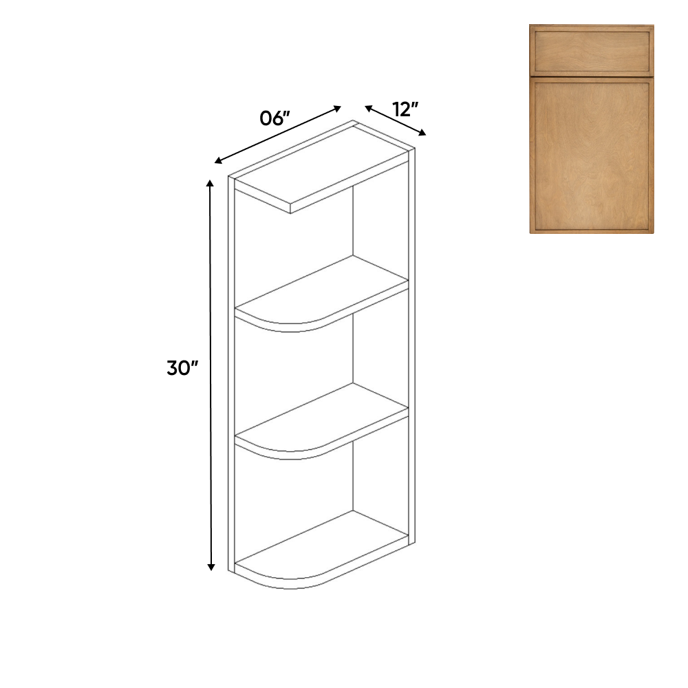 RTA - Slim Shaker Karamel - Wall Open Shelf Cabinets - 6