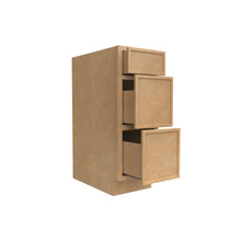Load image into Gallery viewer, RTA - Slim Shaker Karamel - Three Drawer Base Cabinets - 12&quot;W x 34.5&quot;H x 24&quot;D