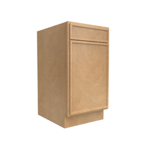 Load image into Gallery viewer, RTA - Slim Shaker Karamel - Single Door Base Cabinet (Specify Door Hinges on Left or Right Side) - 18&quot;W x 34.5&quot;H x 24&quot;D