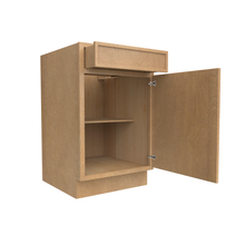 Load image into Gallery viewer, RTA - Slim Shaker Karamel - Single Door Base Cabinet (Specify Door Hinges on Left or Right Side) 21&quot;W x 34.5&quot;H x 24&quot;D