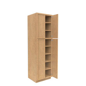 RTA - Slim Shaker Karamel - Double Door Pantry Cabinets - 24"W x 84"H x 24"D