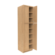 Load image into Gallery viewer, RTA - Slim Shaker Karamel - Double Door Pantry Cabinets - 24&quot;W x 90&quot;H x 24&quot;D