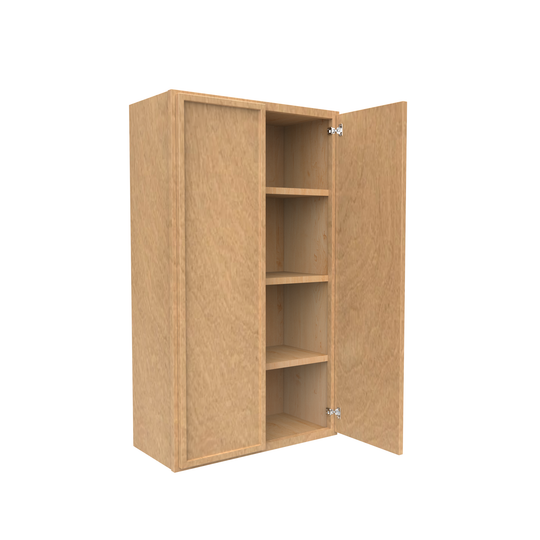 RTA - Slim Shaker Karamel - 42"Height Double Door Wall Cabinets - 24"W x 42"H x 12"D