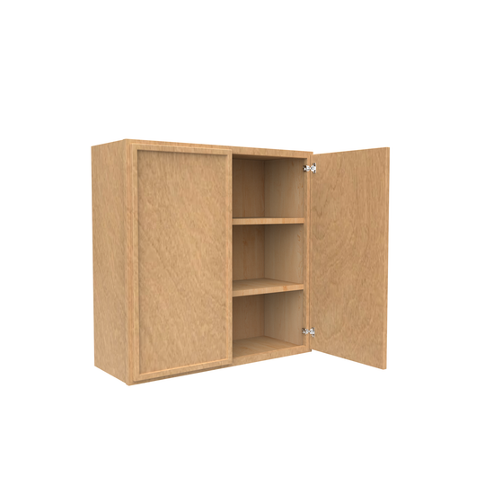 RTA - Slim Shaker Karamel - 30"Height Double Door Wall Cabinets - 30"W x 30"H x 12"D