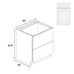 RTA - Slim Shaker Oatmeal - Double Drawer Base Cabinets - 30"W x 34.5"H x 24"D