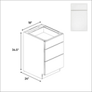 Load image into Gallery viewer, RTA - Slim Shaker Oatmeal - Three Drawer Base Cabinets - 18&quot;W x 34.5&quot;H x 24&quot;D