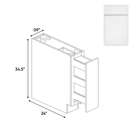 RTA - Slim Shaker Oatmeal - Spice Rack Base Cabinets - 9"W x 34.5"H x 24"D
