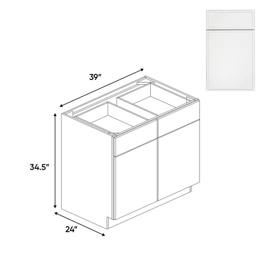 RTA - Slim Shaker Oatmeal - Double Door Cabinets - 39"W x 34.5"H x 24"D