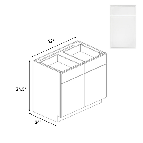 RTA - Slim Shaker Oatmeal - Double Door Cabinets - 42"W x 34.5"H x 24"D