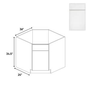 RTA - Slim Shaker Oatmeal - Diagnonal Corner Sink Base Cabinets - 36"W x 34.5"H x 36"D