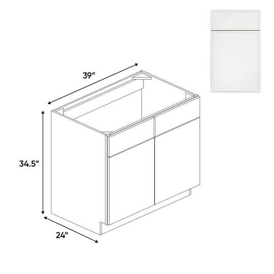 RTA - Slim Shaker Oatmeal - Sink Base Cabinets - 39"W x 34.5"H x 24"D
