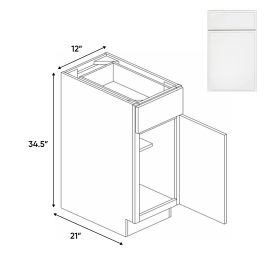 RTA - Slim Shaker Oatmeal - Vanity Base Cabinets - 12"W x 34.5"H x 21"D
