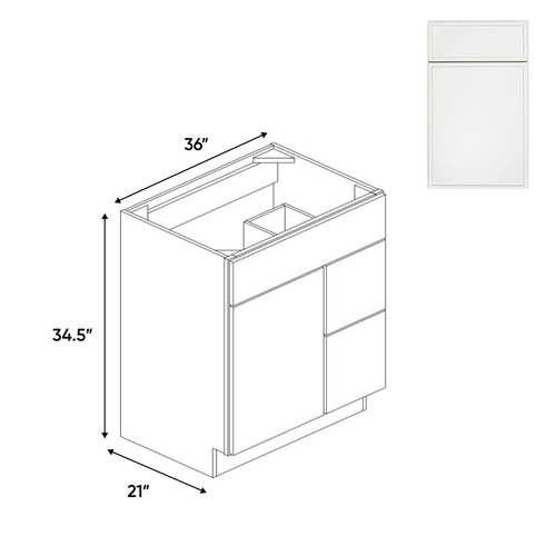 RTA - Slim Shaker Oatmeal - Vanity Sink Drawer Base Cabinets - 36