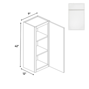 RTA - Slim Shaker Oatmeal - 42"Height Single Door Wall Cabinets - 9"W x 42"H x 12"D