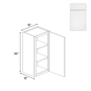 RTA - Slim Shaker Oatmeal - 30"Height Single Door Wall Cabinets - 15"W x 30"H x 12"D