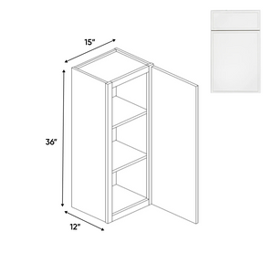 RTA - Slim Shaker Oatmeal - 36"Height Single Door Wall Cabinets - 15"W x 36"H x 12"D