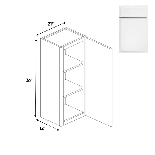 RTA - Slim Shaker Oatmeal - 36"Height Single Door Wall Cabinets - 21"W x 36"H x 12"D