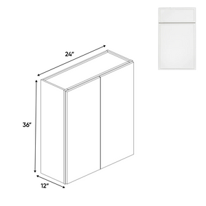 RTA - Slim Shaker Oatmeal - 36"Height Double Door Wall Cabinets - 24"W x 36"H x 12"D