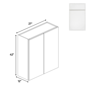 RTA - Slim Shaker Oatmeal - 42"Height Double Door Wall Cabinets - 27"W x 42"H x 12"D