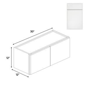 RTA - Slim Shaker Oatmeal - 12"Height Double Door Wall Cabinets - 30"W x 12"H x 12"D
