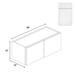 RTA - Slim Shaker Oatmeal - 12"Height Double Door Wall Cabinets - 36"W x 12"H x 12"D