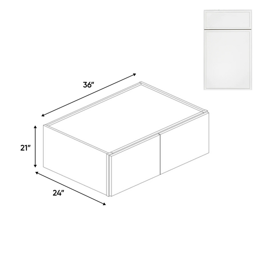 RTA - Slim Shaker Oatmeal - 24"Deep Double Door Wall Cabinets - 36"W x 21"H x 24"D