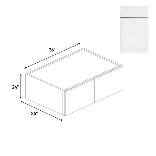 RTA - Slim Shaker Oatmeal - 24"Deep Double Door Wall Cabinets - 36"W x 24"H x 24"D