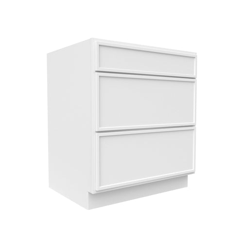 RTA - Slim Shaker Oatmeal - Three Drawer Base Cabinets - 30