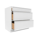 Load image into Gallery viewer, RTA - Slim Shaker Oatmeal - Three Drawer Base Cabinets - 36&quot;W x 34.5&quot;H x 24&quot;D