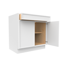 Load image into Gallery viewer, RTA - Slim Shaker Oatmeal - Full Height Double Door Base Cabinets - 33&quot;W x 34.5&quot;H x 24&quot;D