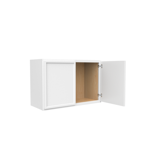 RTA - Slim Shaker Oatmeal - 18"Height Double Door Wall Cabinets - 27"W x 18"H x 12"D