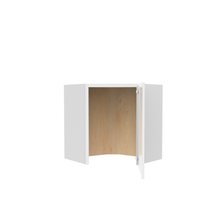 Load image into Gallery viewer, RTA - Slim Shaker Oatmeal - Diagonal Corner Wall Cabinets - 24&quot;W x 18&quot;H x 12&quot;D - SSO-WDC2418G