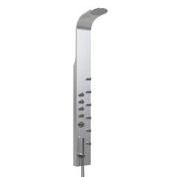 65 in. 6-Jet Stainless Steel Shower Panel System with Fixed Round Rainfall Showerhead & Handheld Shower, Self-Cleaning & Jet Massage Feature