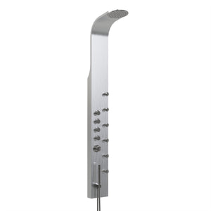 65 in. 6-Jet Stainless Steel Shower Panel System with Fixed Round Rainfall Showerhead & Handheld Shower, Self-Cleaning & Jet Massage Feature