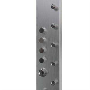 65 in. 6-Jet Stainless Steel Shower Panel System with Fixed Round Rainfall Showerhead & Handheld Shower, Self-Cleaning & Jet Massage Feature