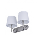 Load image into Gallery viewer, 24"W x 16"H Double Wall Lamp with White Linen Shades – Plated Brushed Nickel Finish - 2 Pack