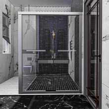 Load image into Gallery viewer, Ivanees 60 In. W X 76 In. H Framed dual Sliding glass Shower Door with Double Handles &amp; (8 mm) Clear Tempered Glass